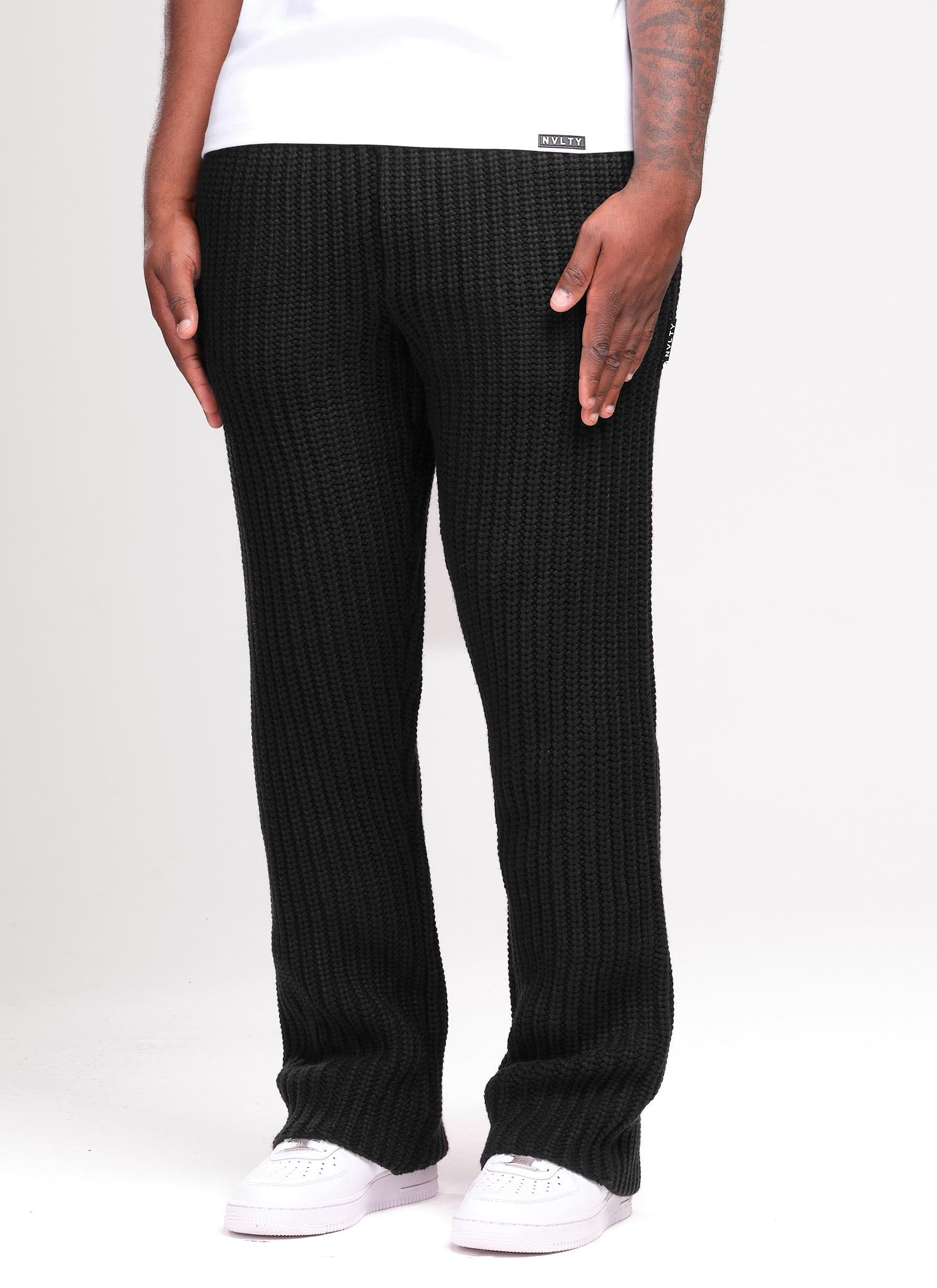 Heavyweight Knitted Joggers - Black