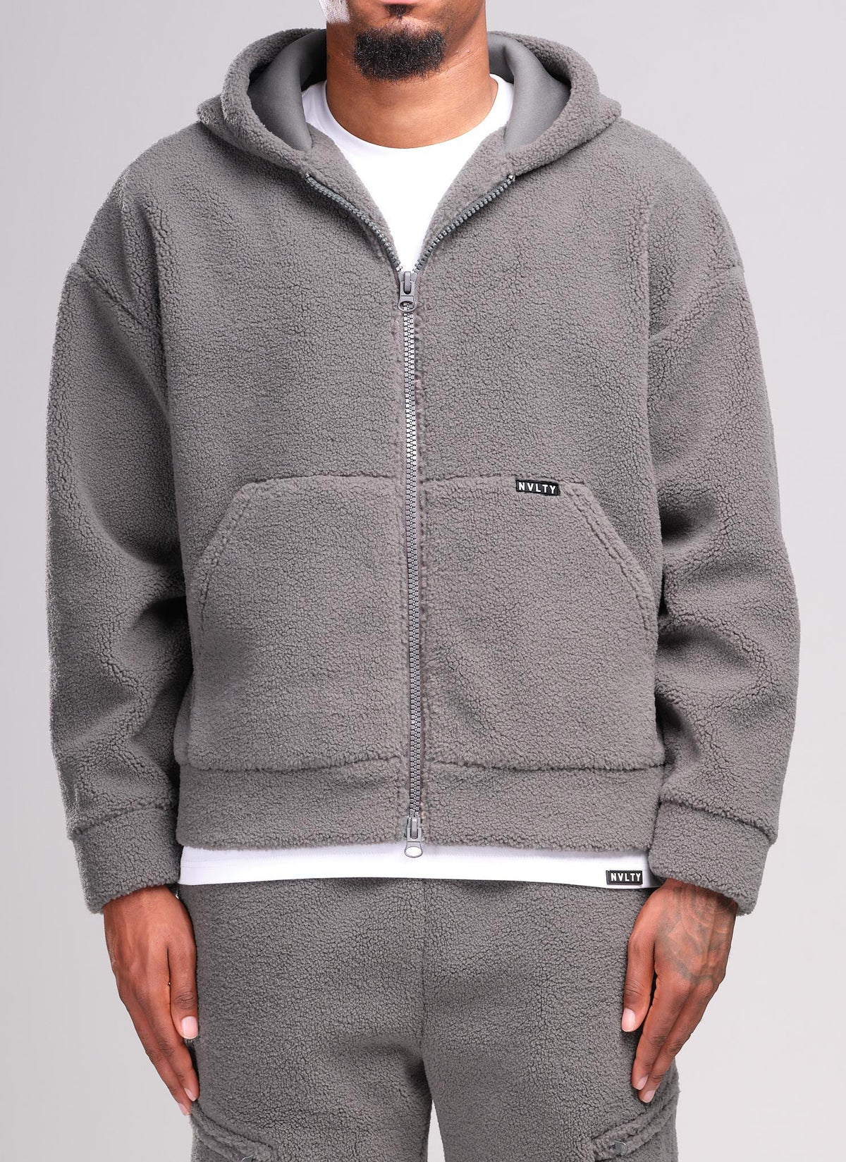 Sherpa Zip Hoodie - Grey