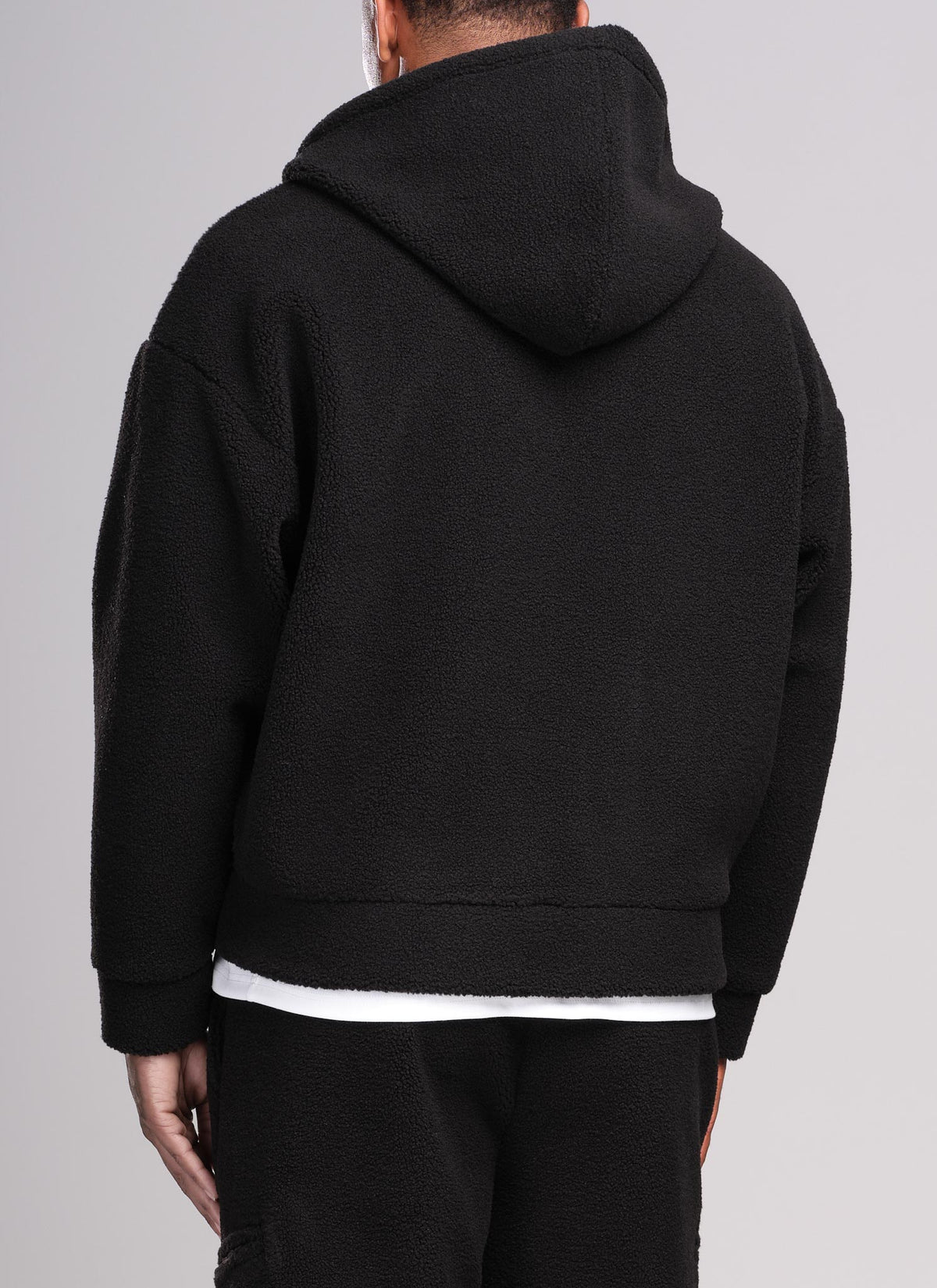 Sherpa Zip Hoodie - Black