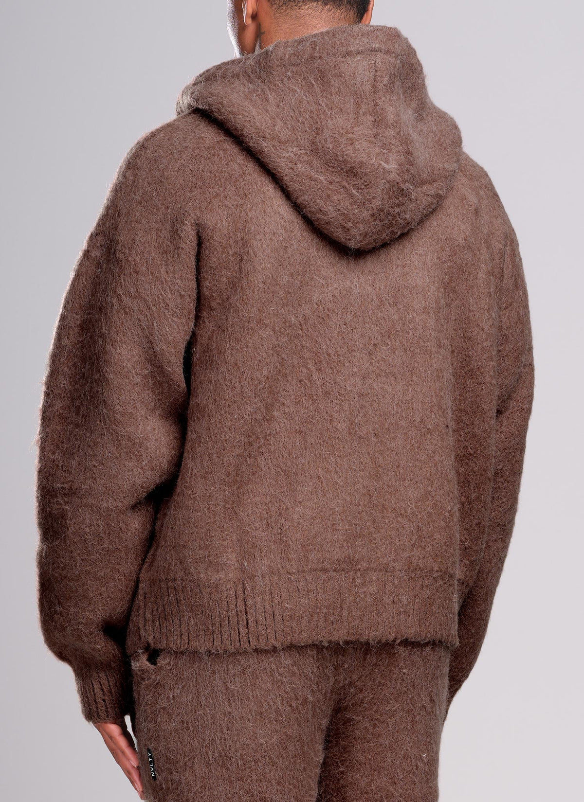 Mohair Zip Hoodie - Brown