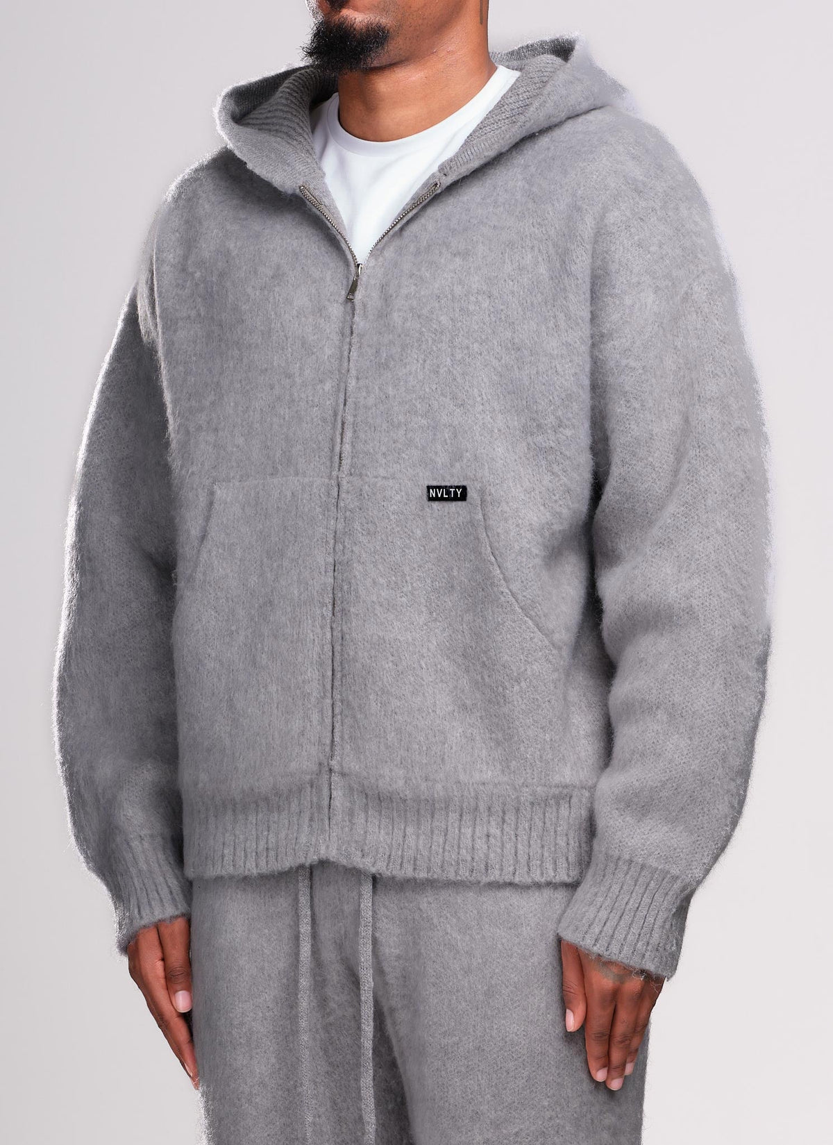 Mohair Zip Hoodie - Grey