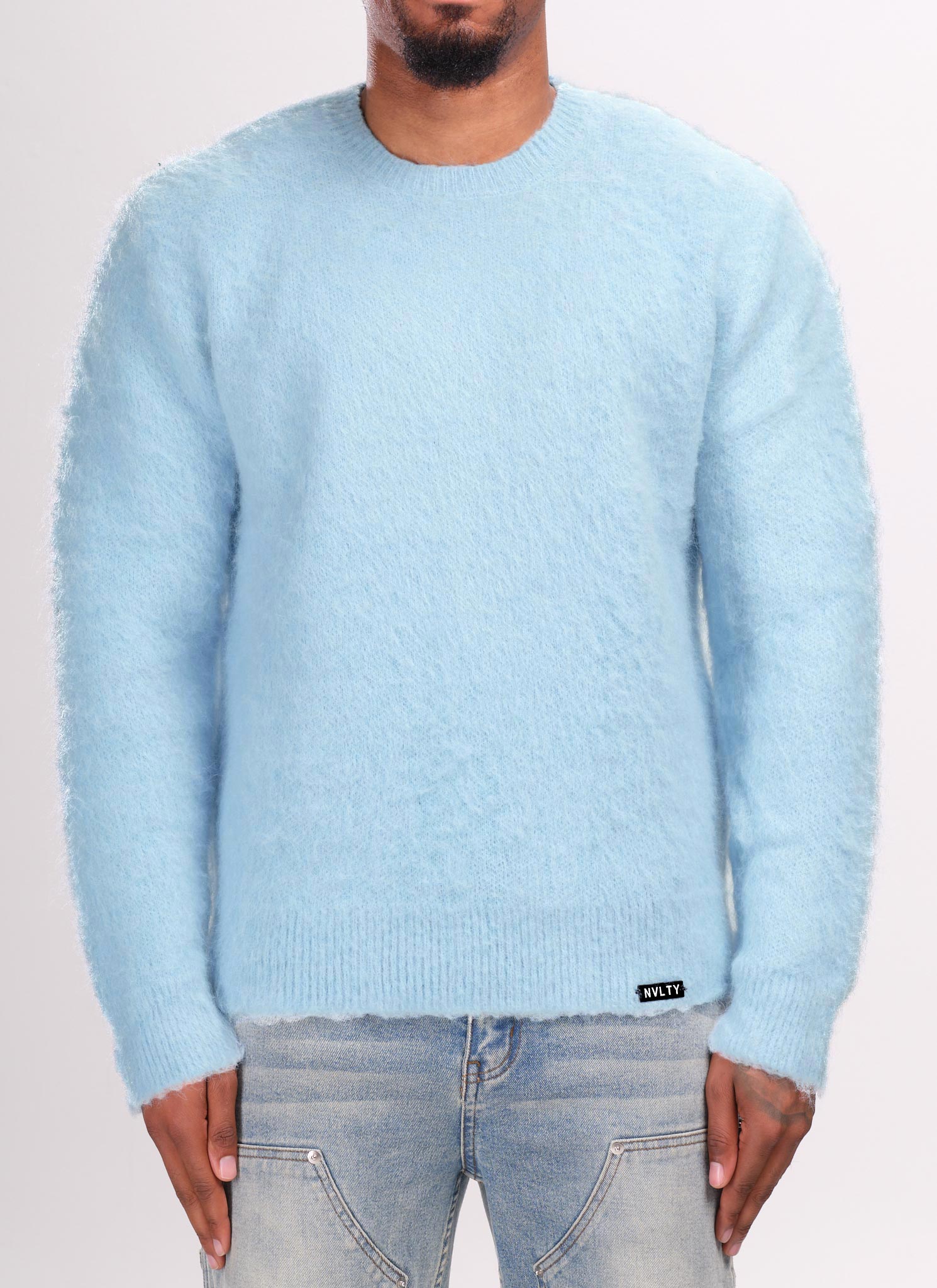 Mohairpullover - Babyblau