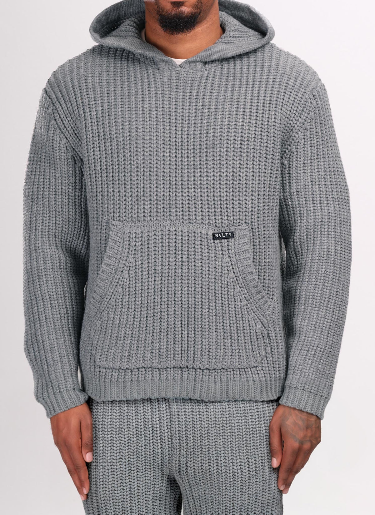 Heavyweight Knitted Hoodie - Grey
