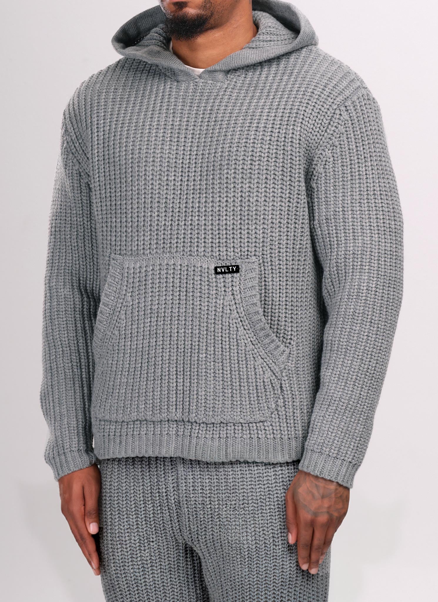 Heavyweight Knitted Hoodie - Grey