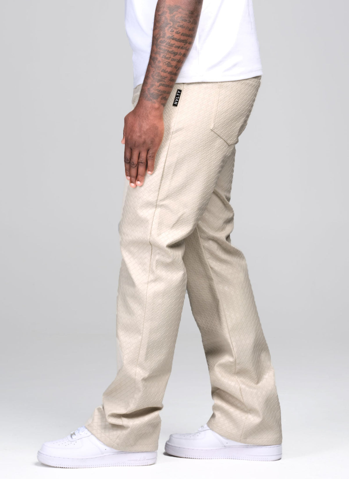 Leather Interlock Pants - Ivory