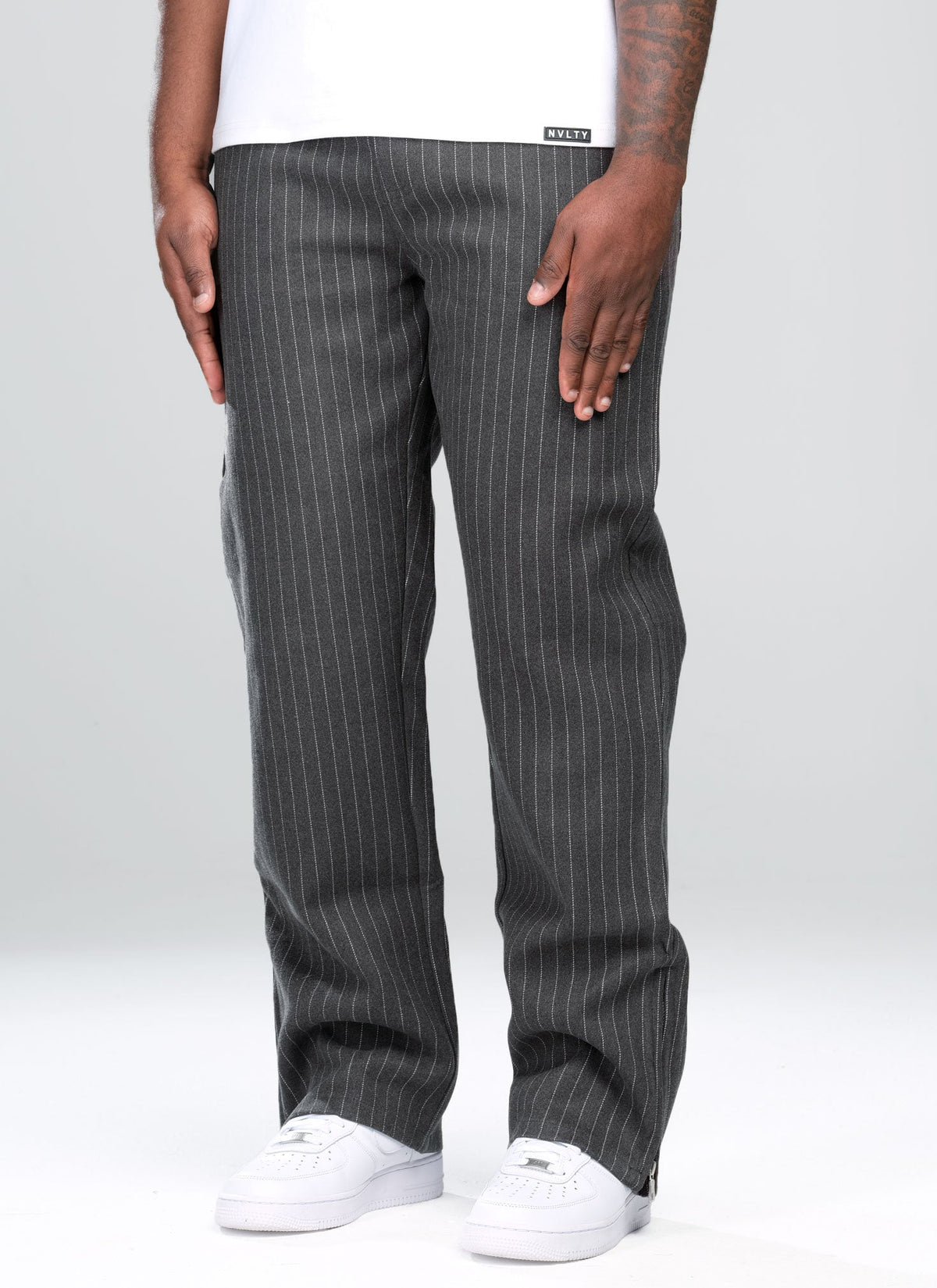 Heavyweight Pinstripe Pants - Grey