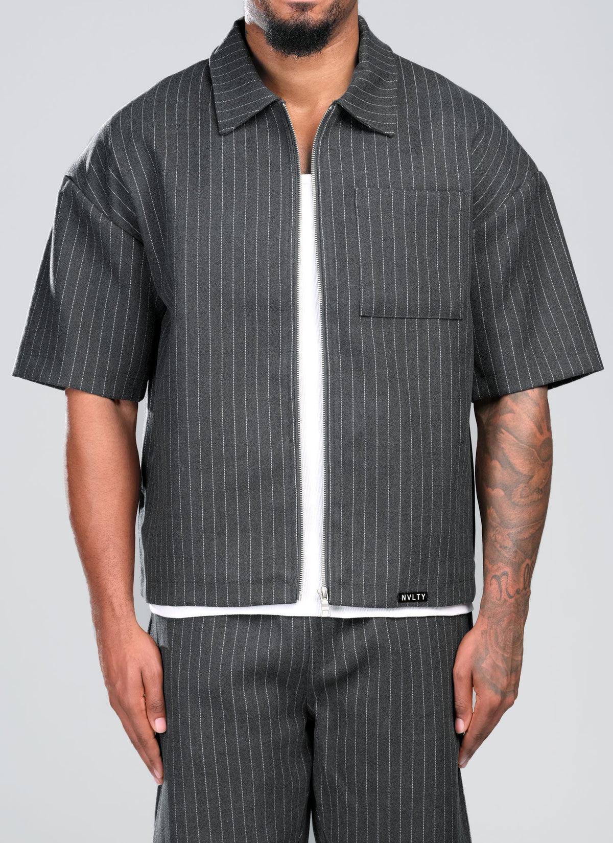 Heavyweight Pinstripe Shirt - Grey