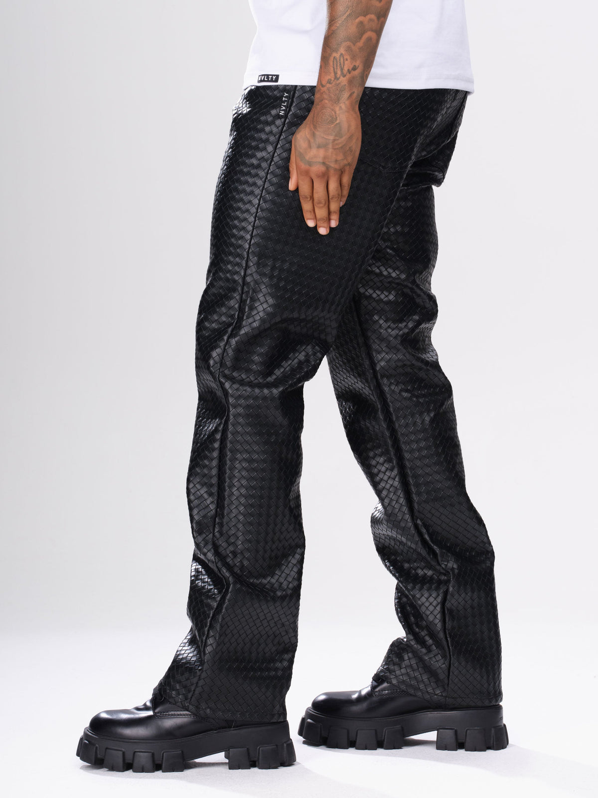 Leather Interlock Pants - Black