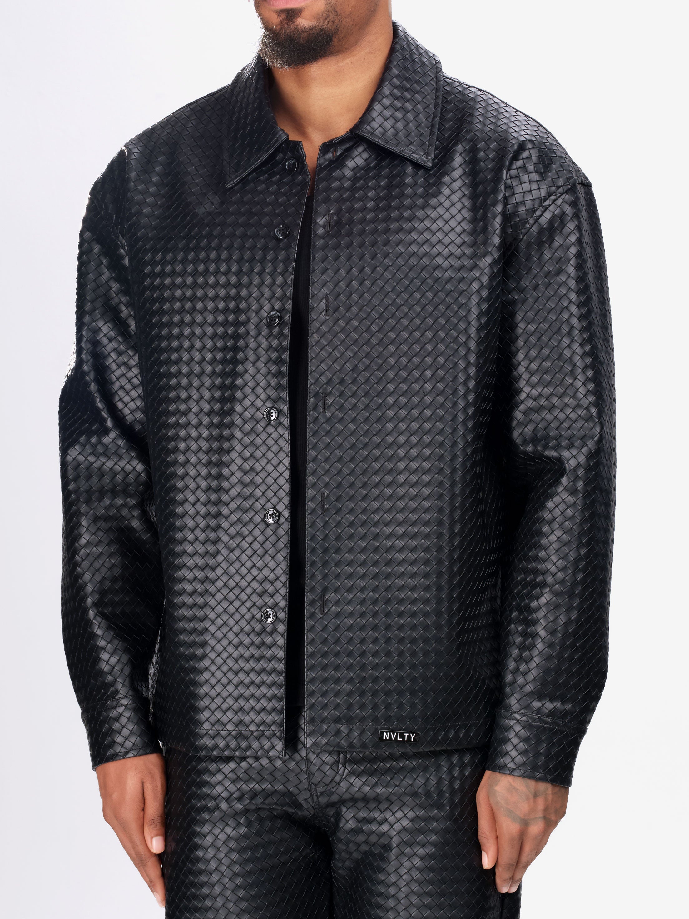Leather Interlock Shirt - Black