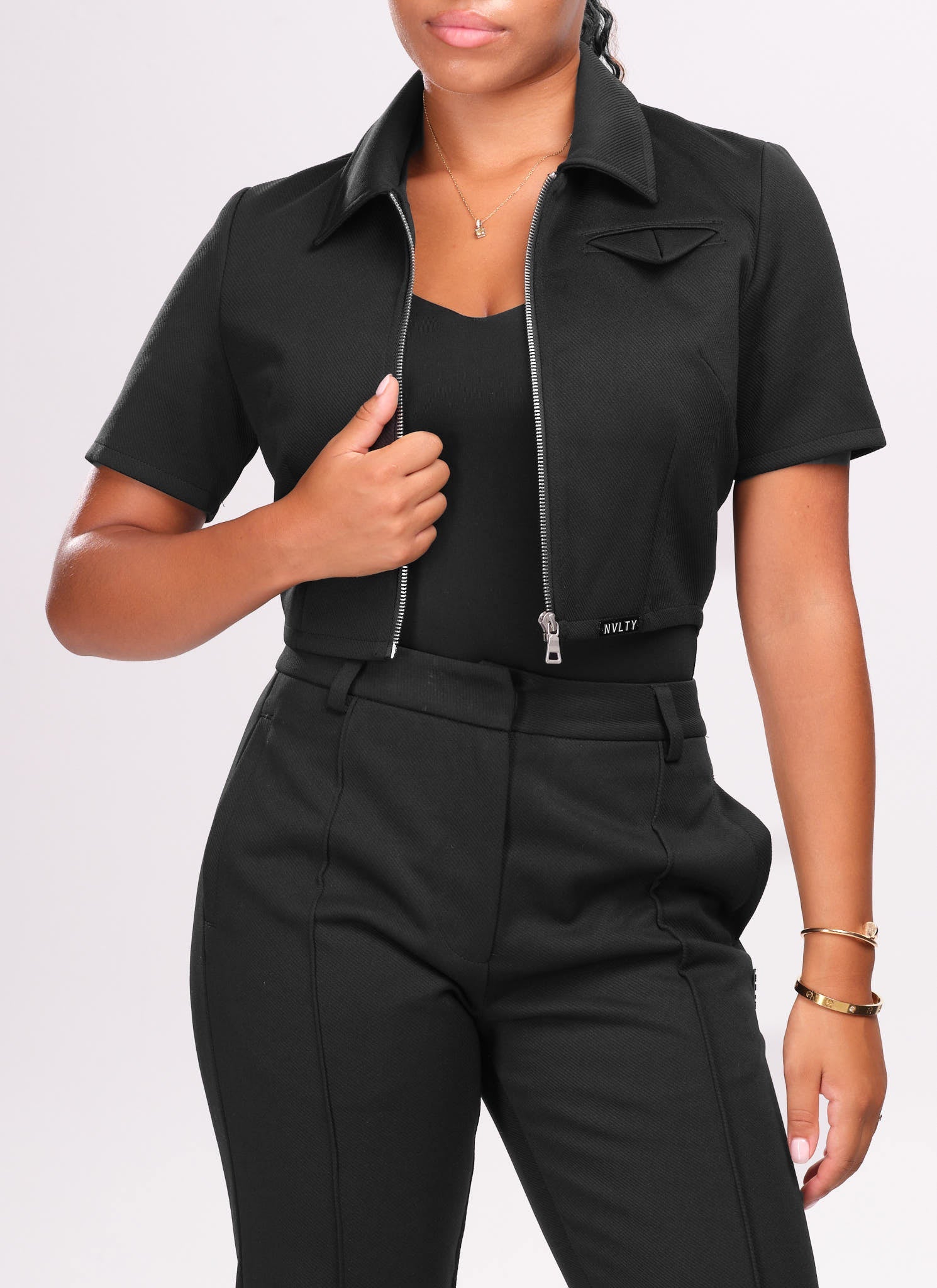 Twill Pocket Square Shirt - Black