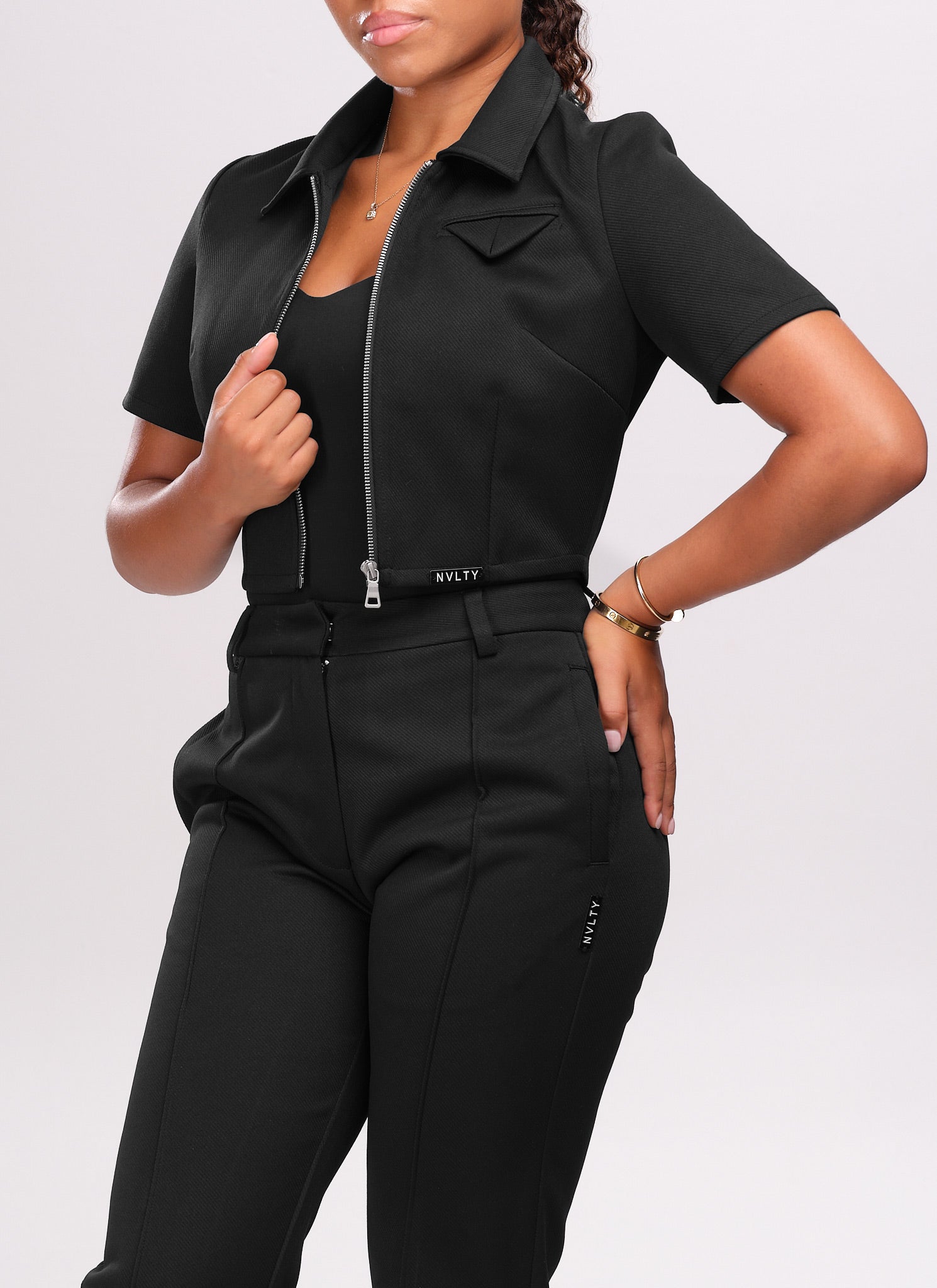 Twill Pocket Square Shirt - Black