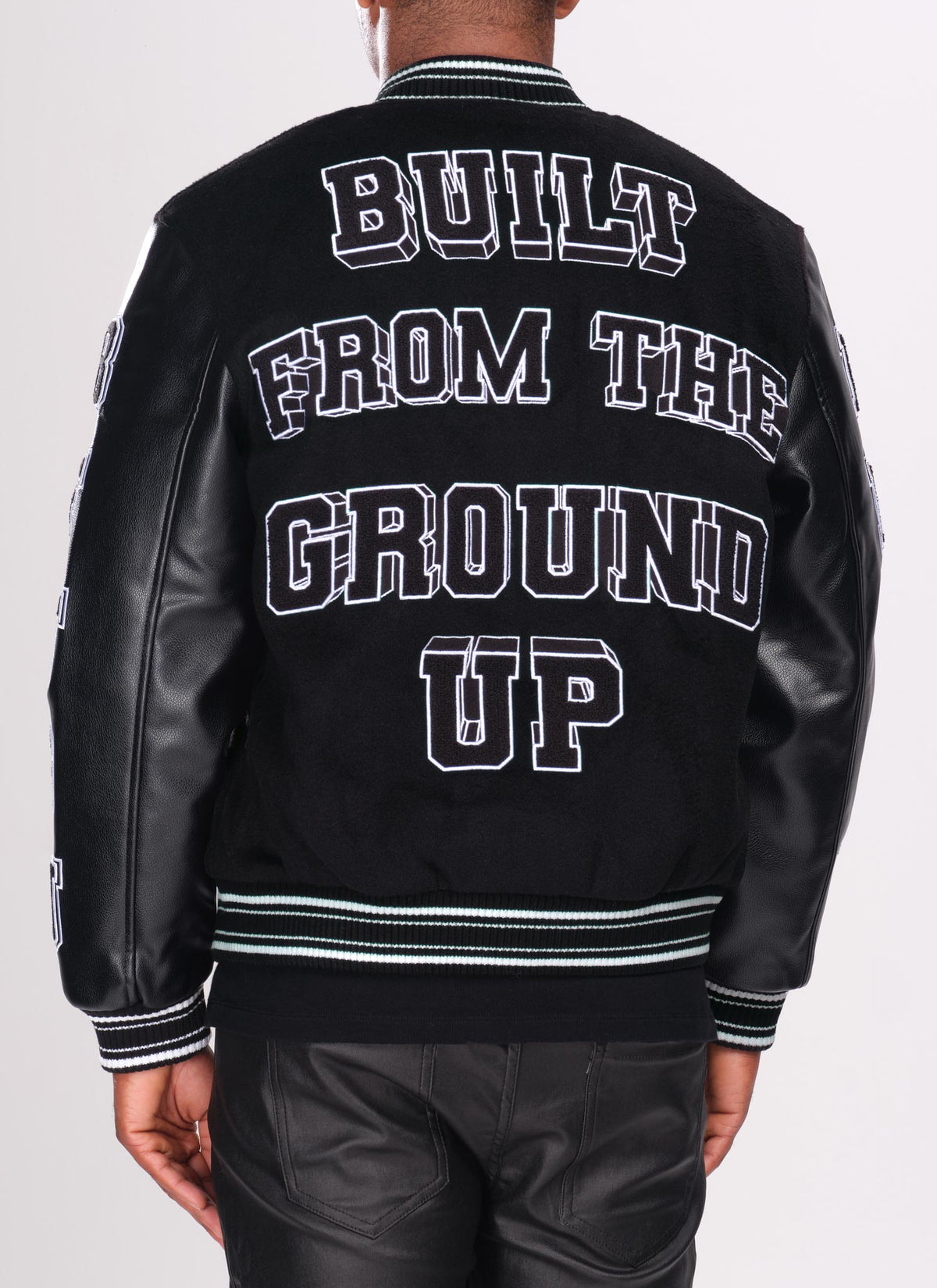 Built From The Ground Up Varsity Jacket - Black