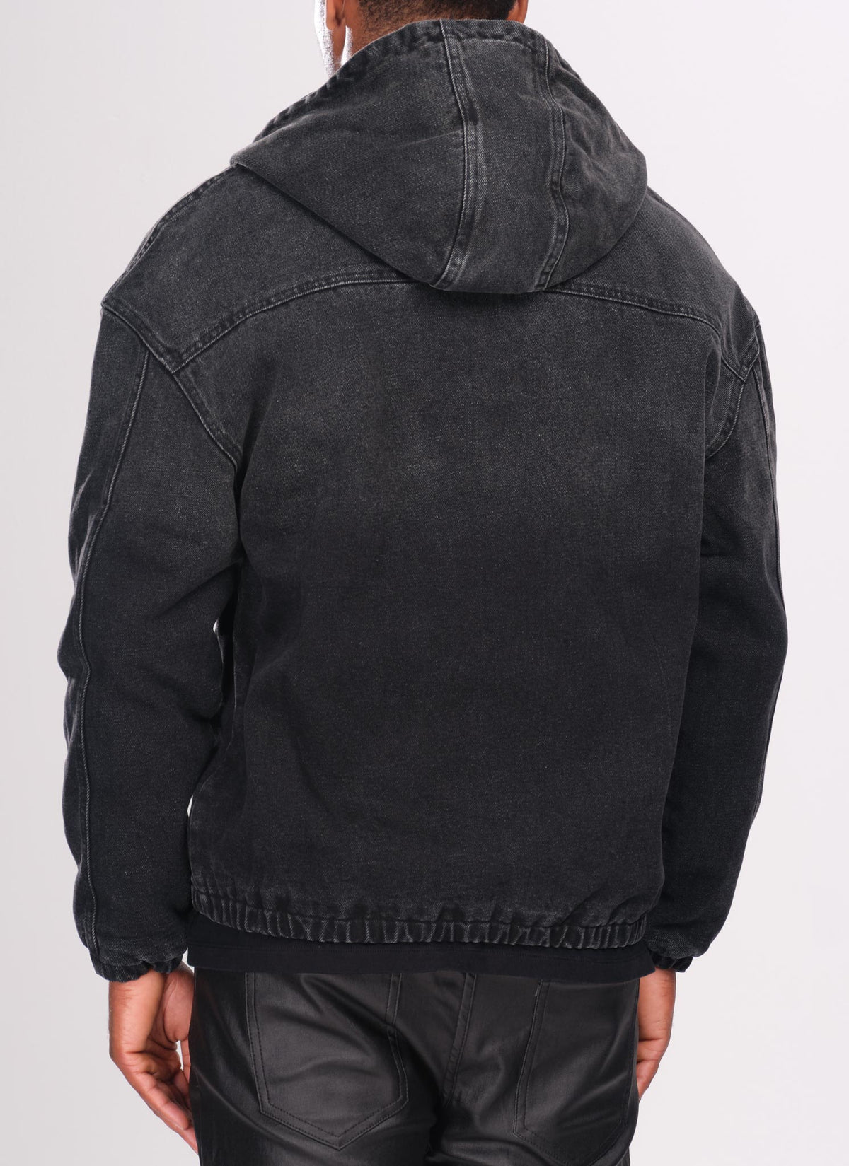 Heavyweight Denim Zip Hoodie - Black