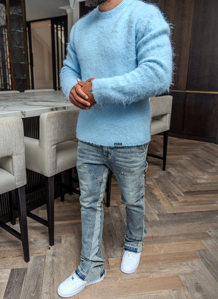 Mohairpullover - Babyblau