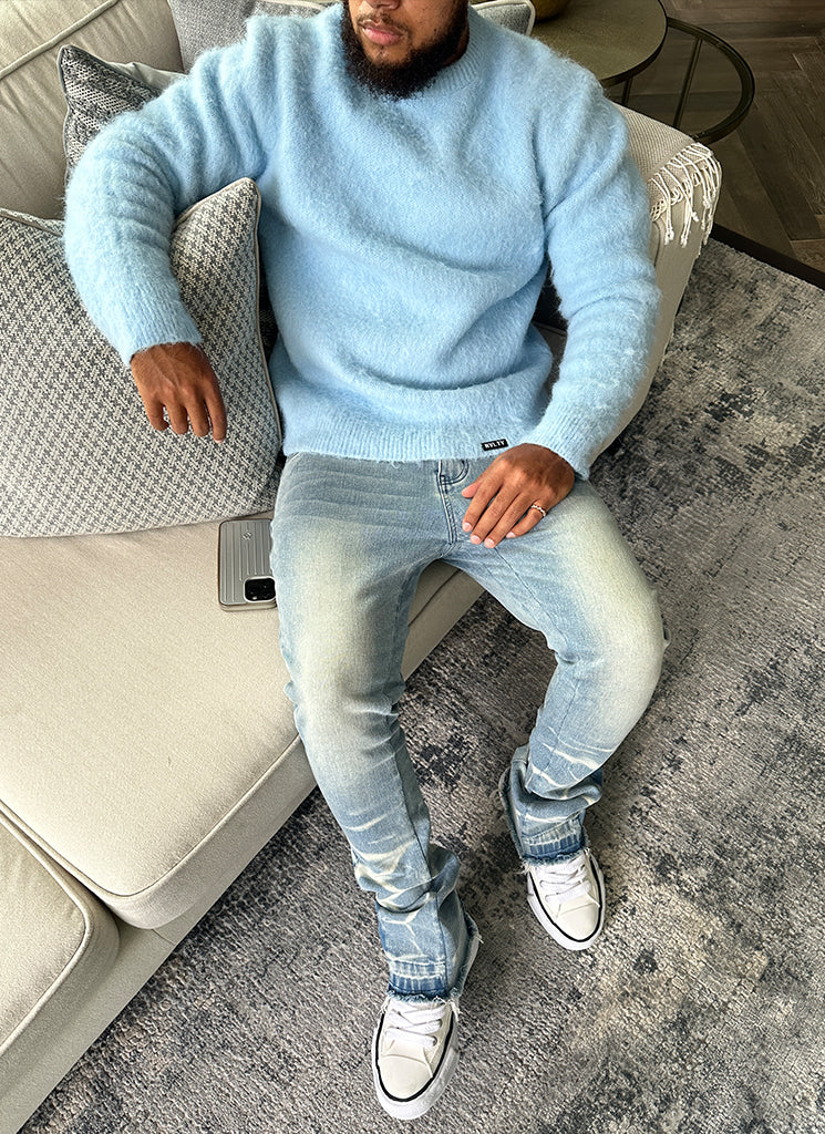 Mohairpullover - Babyblau