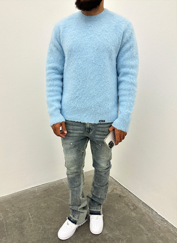 Mohairpullover - Babyblau