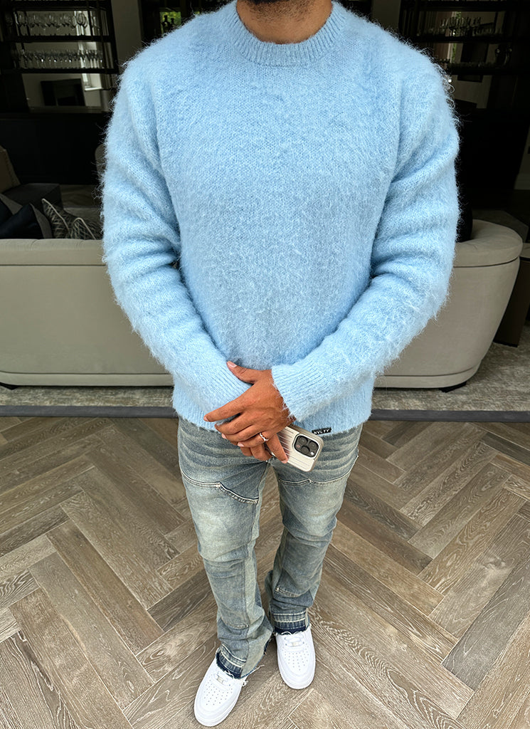 Mohairpullover - Babyblau