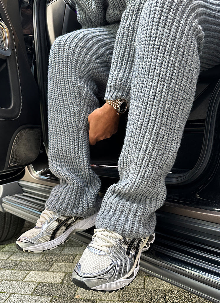 Heavyweight Knitted Joggers - Grey