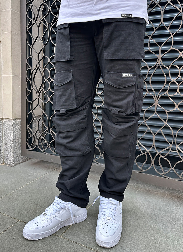 Pantalon cargo vintage à 8 poches - Noir