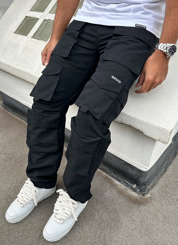 Pantalon cargo vintage à 8 poches - Noir