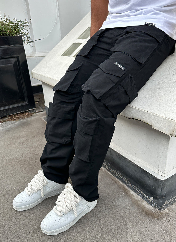 Pantalon cargo vintage à 8 poches - Noir