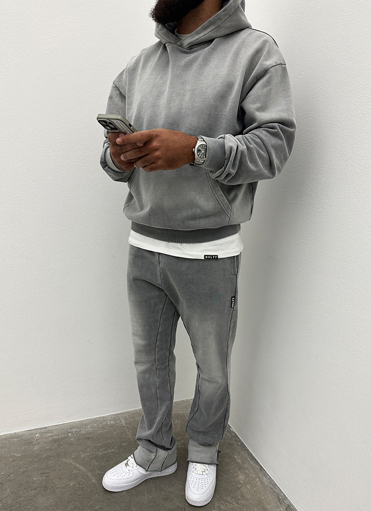 Pantalon de jogging vintage évasé délavé - Gris 