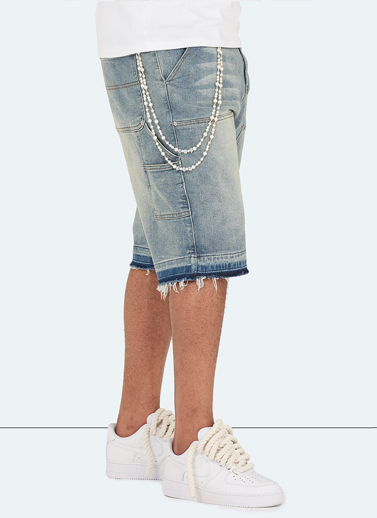 Vintage Carpenter Denim Shorts - Blau