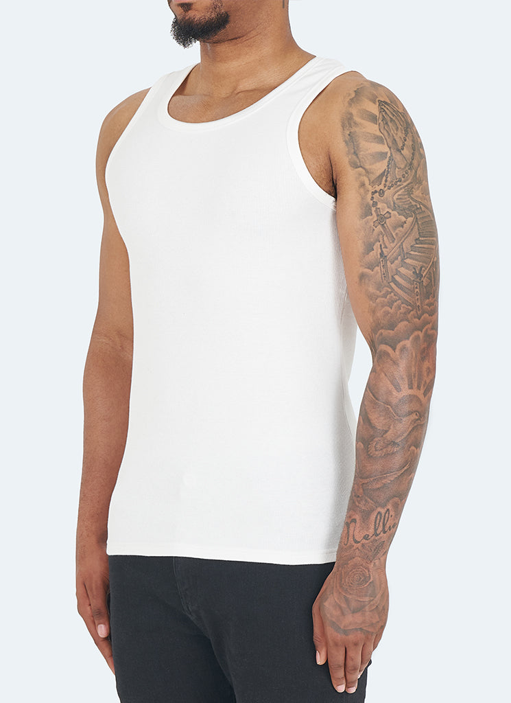 Essential Heavy Ribbed Vest - Weiß