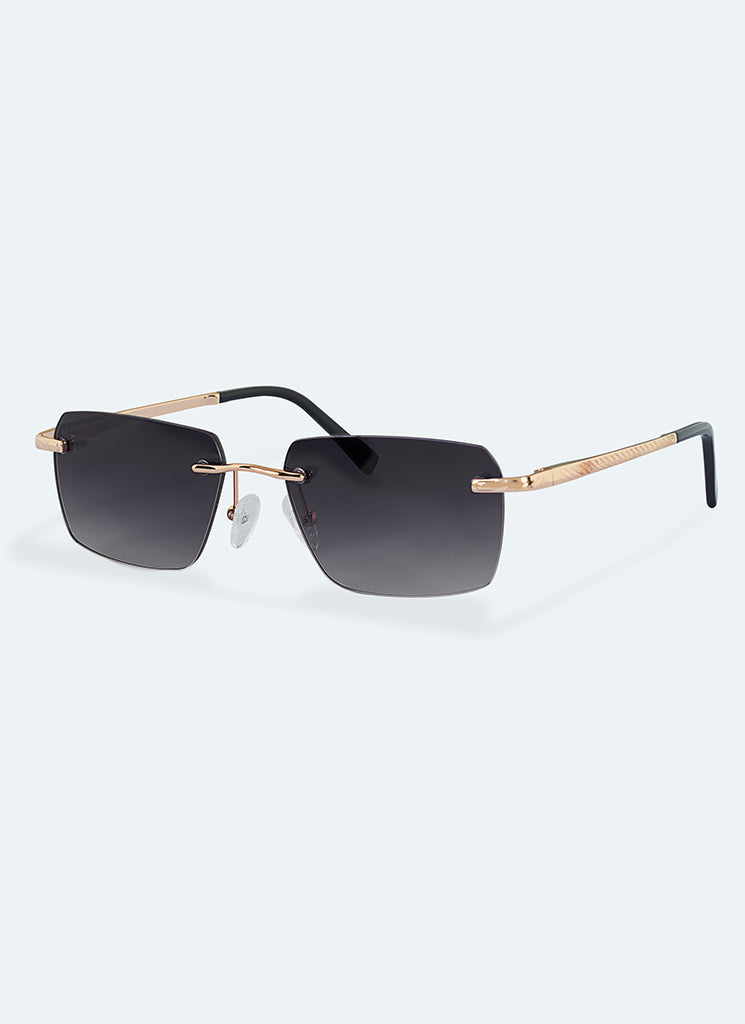 Lunettes de soleil teintées sans monture - Or