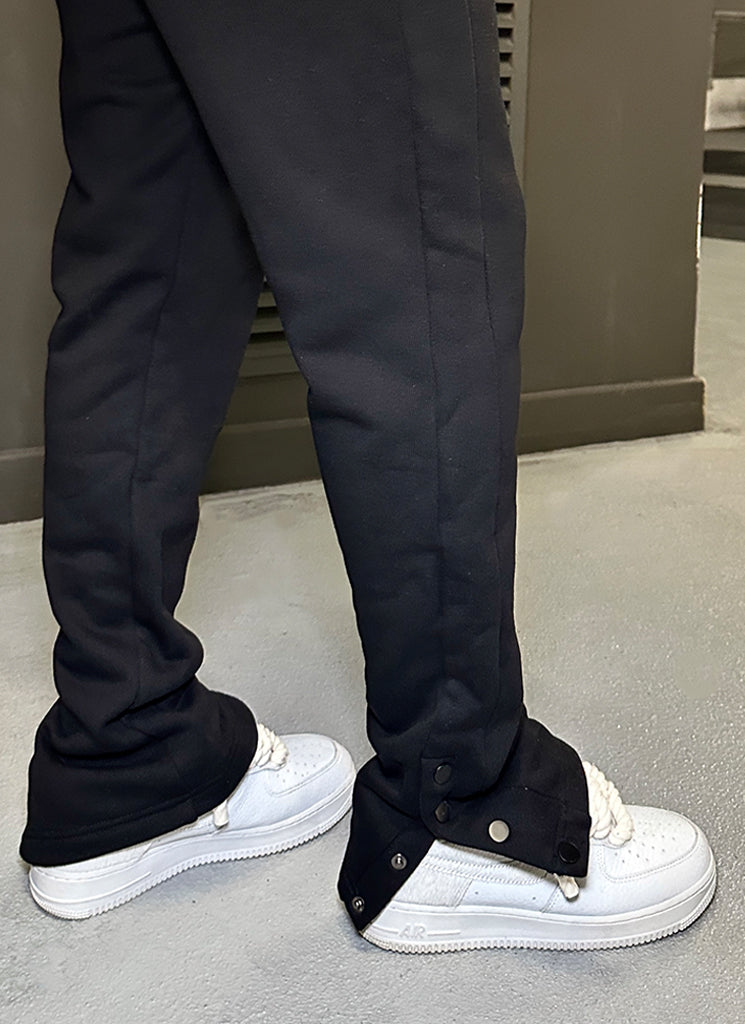 Vintage Flare Snapper Jogginghose - Schwarz