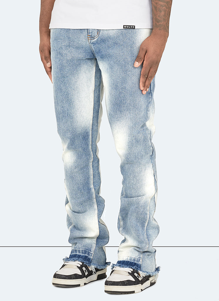 Jean évasé vintage délavé - Bleu 