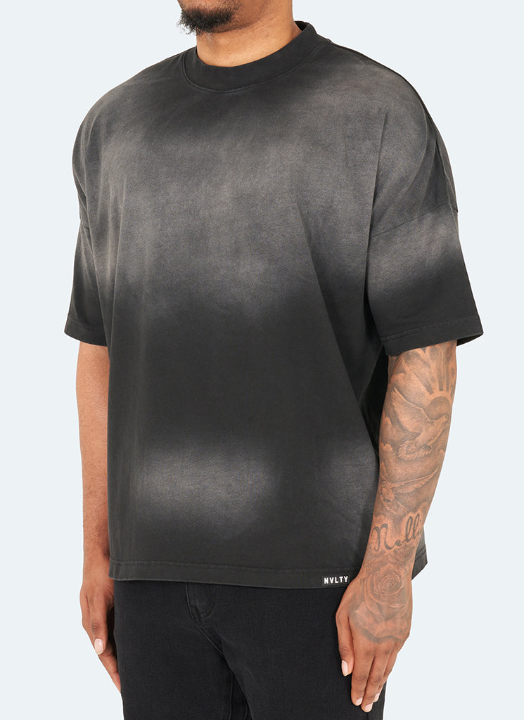 T-shirt vintage à épaules tombantes et effet délavé - Noir