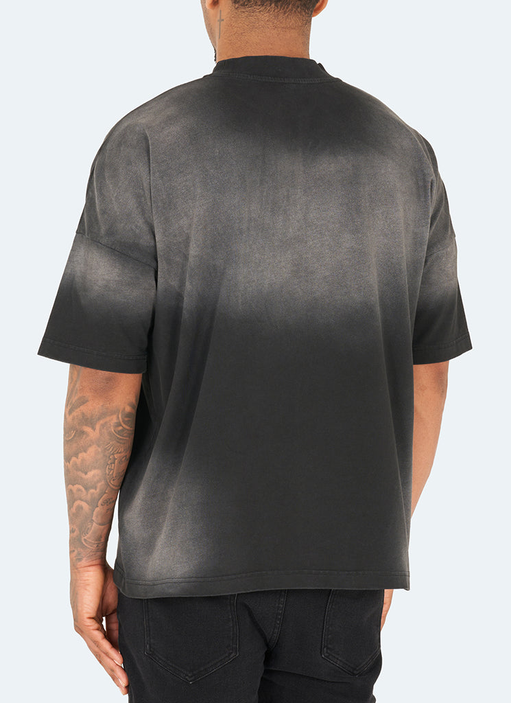 T-shirt vintage à épaules tombantes et effet délavé - Noir