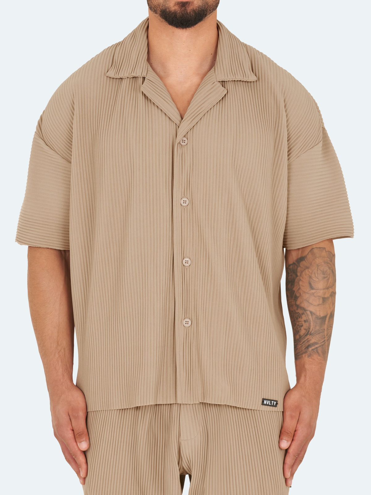 Chemise plissée à épaules tombantes - Pierre