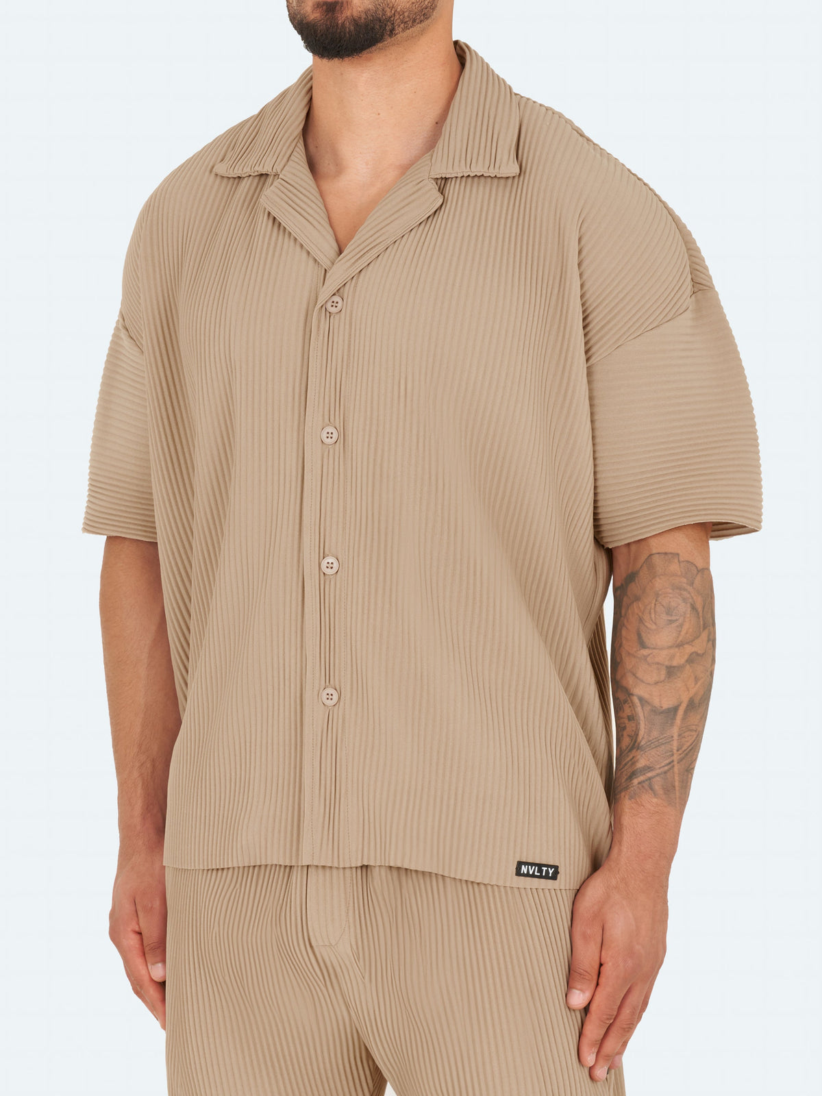 Chemise plissée à épaules tombantes - Pierre