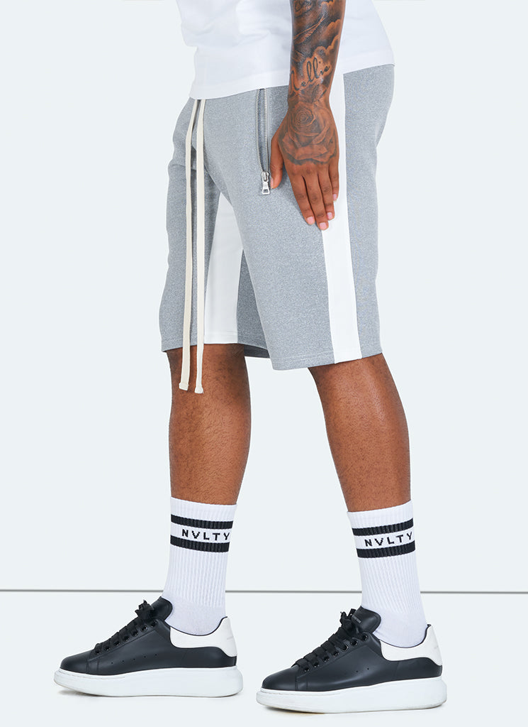 Short de survêtement à empiècements - Gris/Blanc
