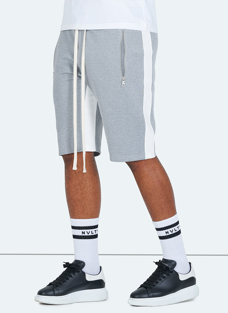Short de survêtement à empiècements - Gris/Blanc