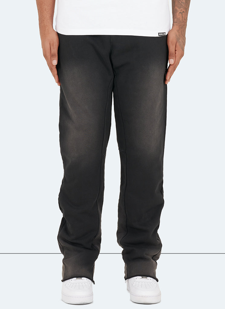 Pantalon de jogging vintage évasé délavé - Noir 