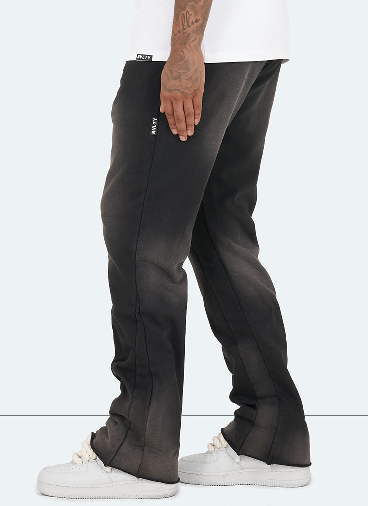 Pantalon de jogging vintage évasé délavé - Noir 
