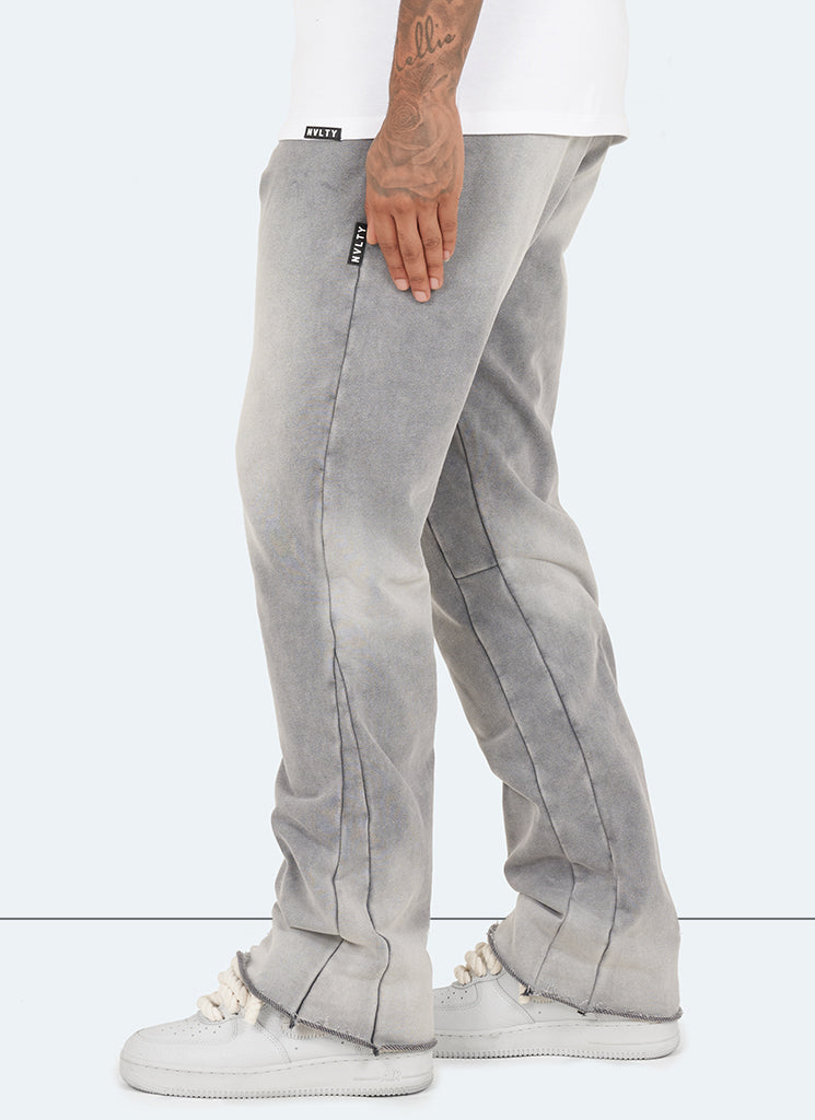 Pantalon de jogging vintage évasé délavé - Gris 
