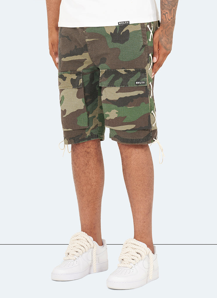 Short cargo vintage en dentelle - Camouflage