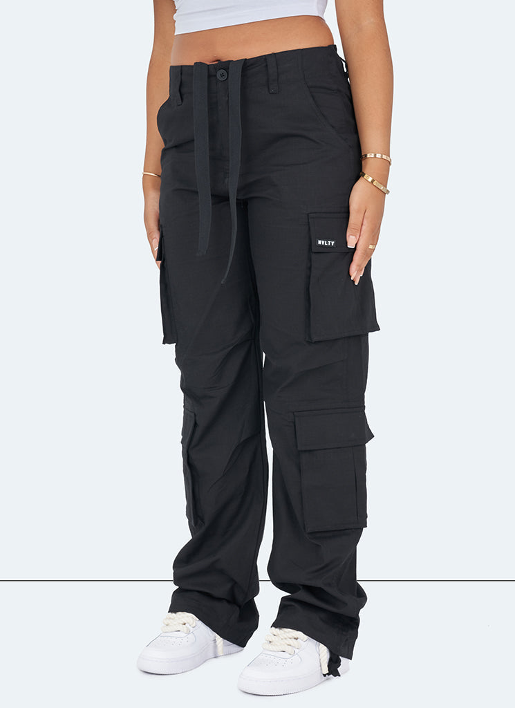 Pantalon cargo vintage à jambes larges - Noir