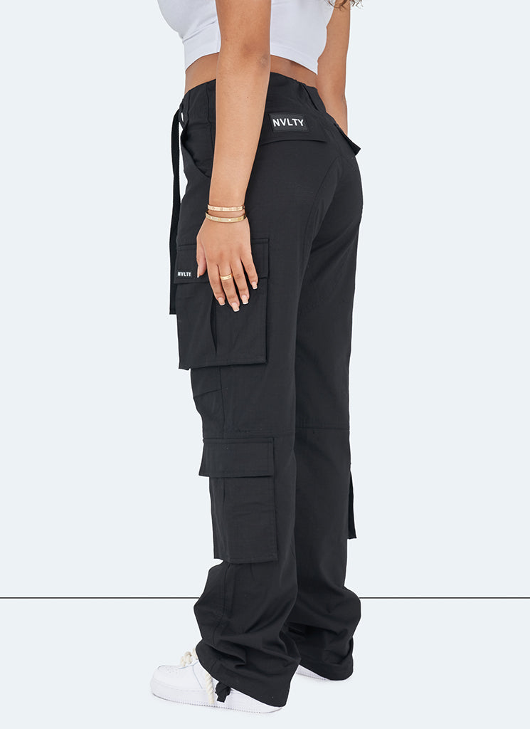Pantalon cargo vintage à jambes larges - Noir