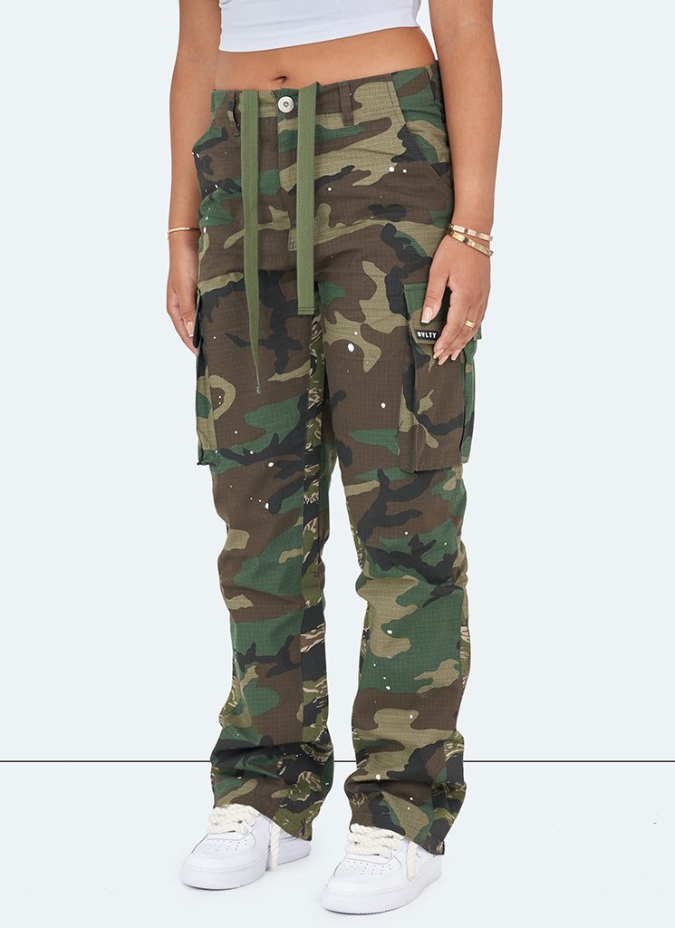 Cargos Flare Vintage - Peinture camouflage 