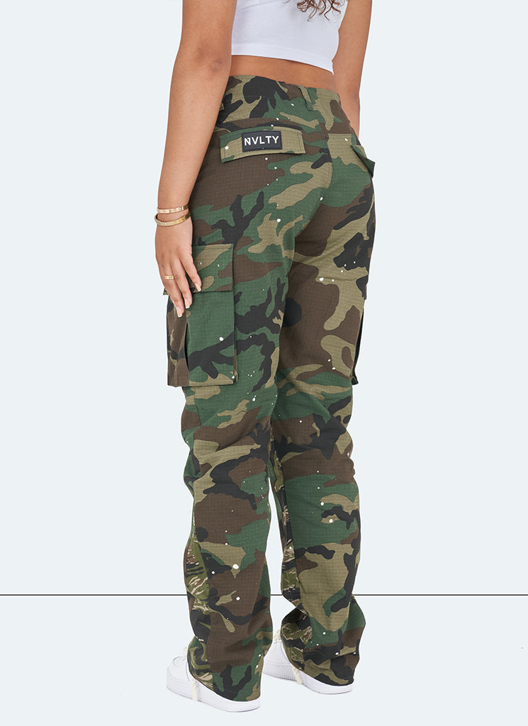 Cargos Flare Vintage - Peinture camouflage 