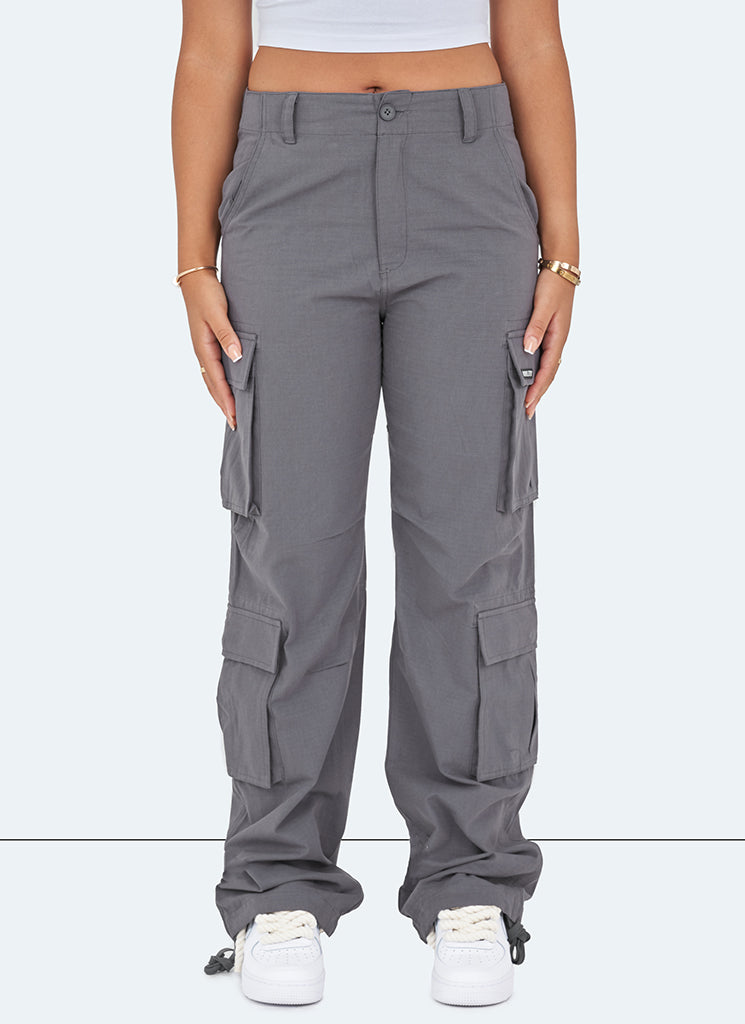 Pantalon cargo vintage à jambes larges - Gris anthracite