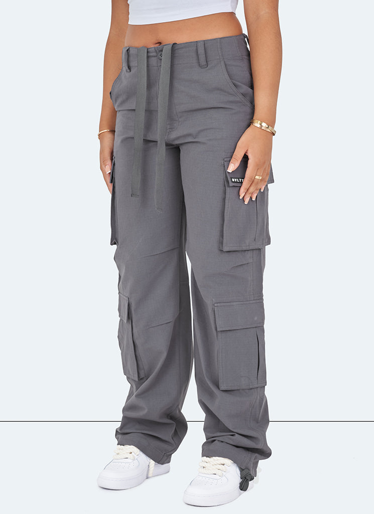 Pantalon cargo vintage à jambes larges - Gris anthracite