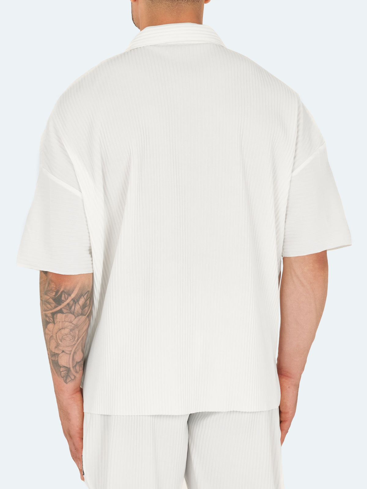 Chemise plissée à épaules tombantes - Blanc