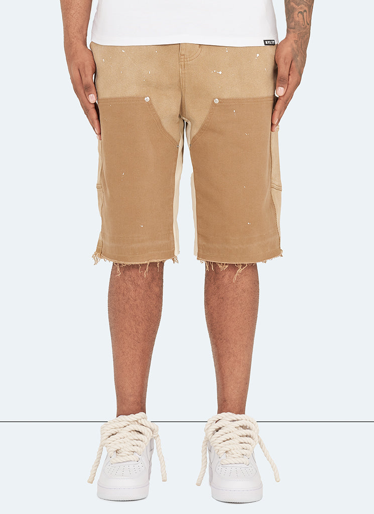 Short en jean vintage Carpenter Paint - Tan délavé