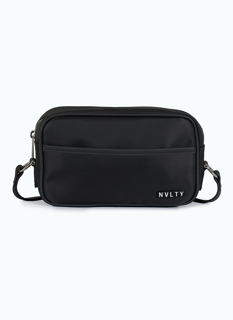 Sac bandoulière zippé avec logo - Noir